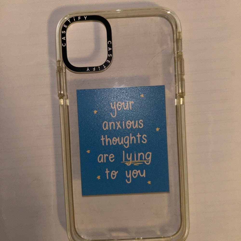 Casetify Clear Case with Blue Motivational Sticker